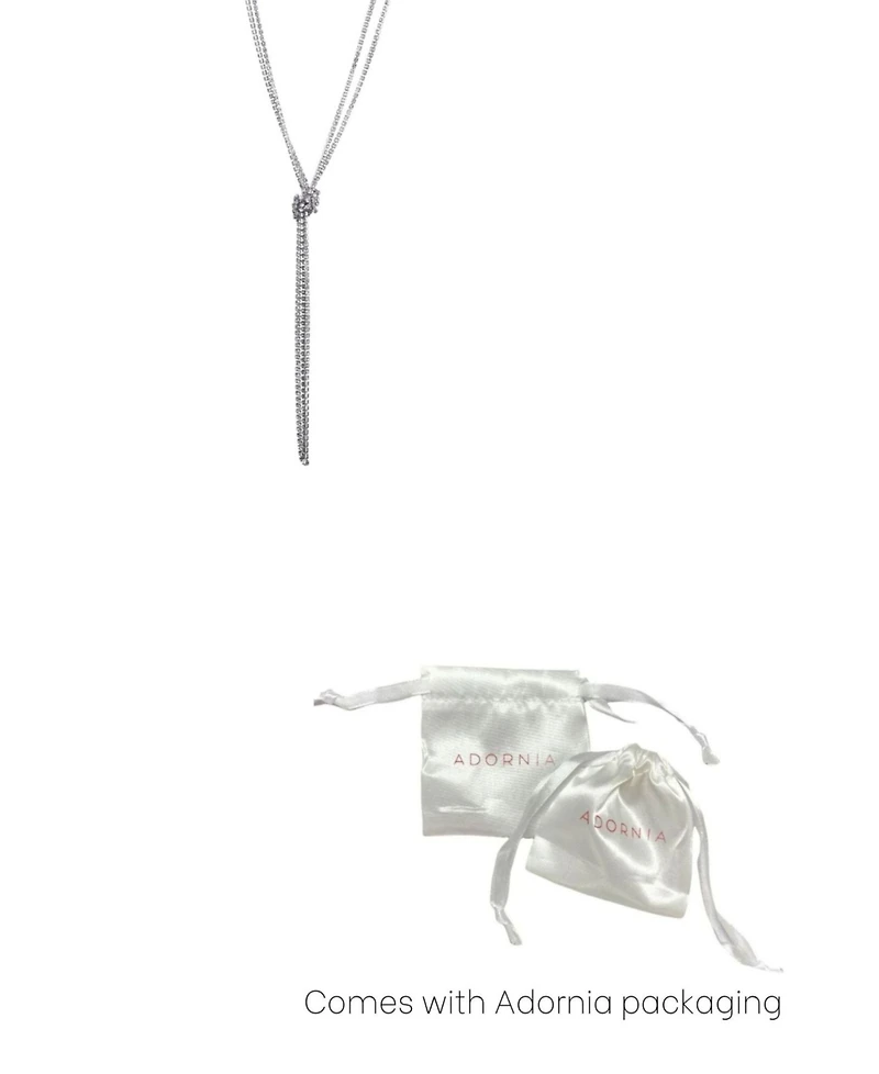 Adornia Silver Crystal 32" Tennis Knotted Lariat Necklace