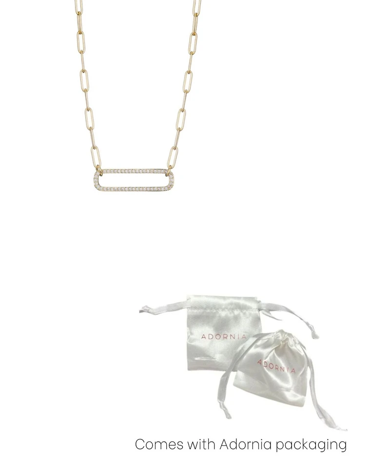 Adornia Gold Cz Rounded Rectangle Pendant Necklace