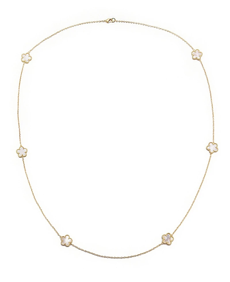 Adornia Gold Mother of Pearl 36" 5-Leaf Clover Station Necklace