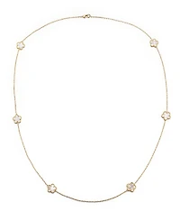 Adornia Gold Mother of Pearl 36" 5-Leaf Clover Station Necklace