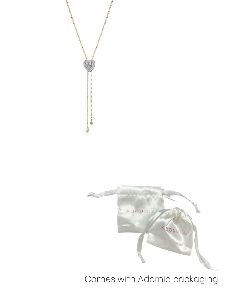 Adornia Gold Cz Heart Bolo Necklace