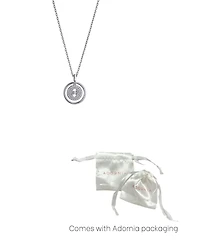 Adornia Silver Cz Dancing Stone Disc Pendant Necklace