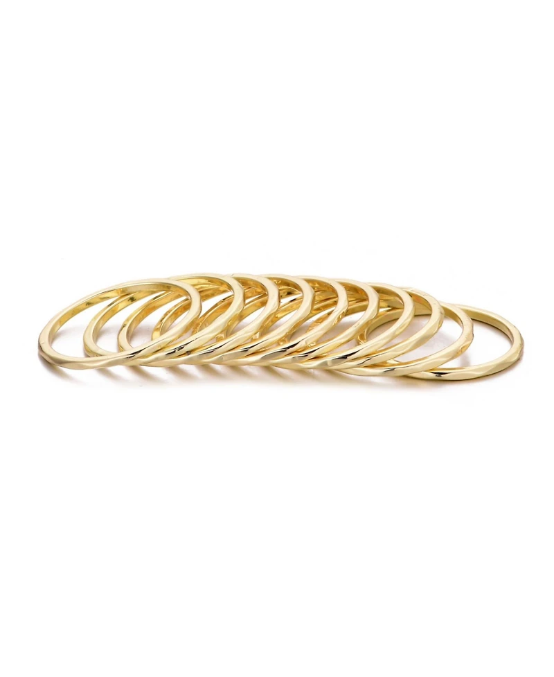 Adornia Gold 10- Ring Hammered Band Set