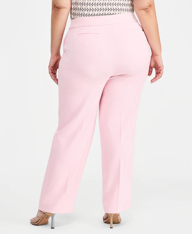 Anne Klein Plus High Rise Pull-On Structured Stretch Pants