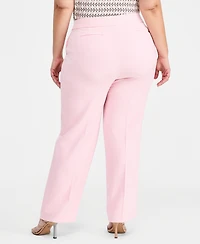 Anne Klein Plus High Rise Pull-On Structured Stretch Pants