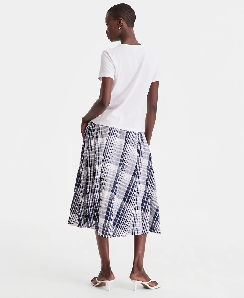 On 34th Women's Pull Check-Print Midi Skirt, Macy's Exclusive