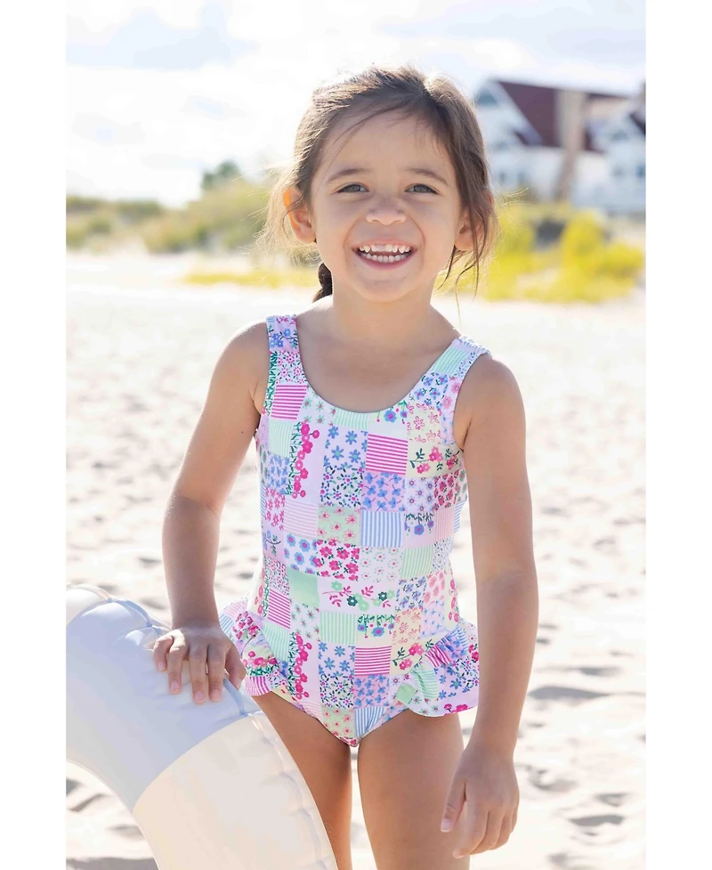 Florence Eiseman Toddler Girls Patchwork Floral Hip Ruffle Swimsuit