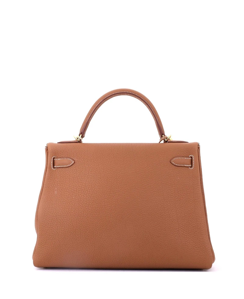 Pre-Owned HERMES Kelly 32 Handbag Brown Togo with Gold Hardware