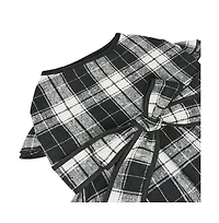 Dogs & Cats Co. Soft Flannel Plaid Dog Dress with Velvet Bowties Pink 14"