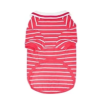 Dogs & Cats Co. Striped Henley Dog Tee with Chest Pocket Red and White 12"