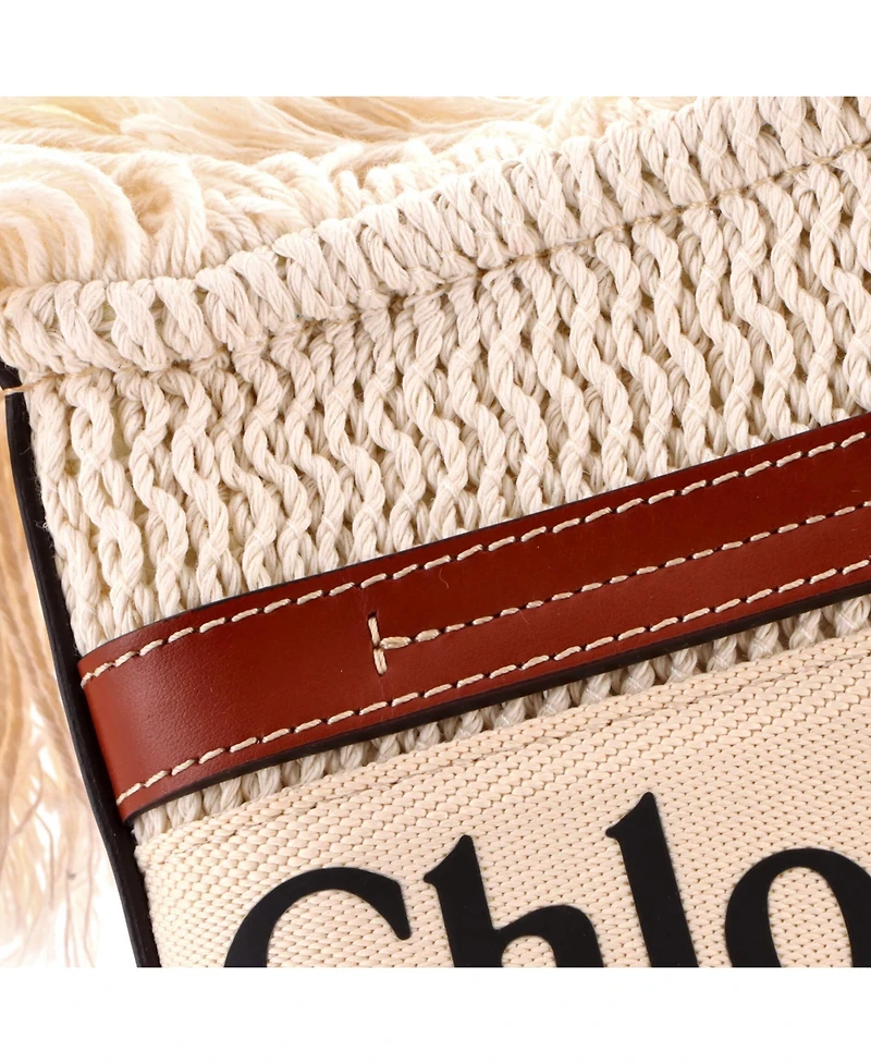 Pre-Owned Chloe Small Woody Convertible Tote Fringe Canvas