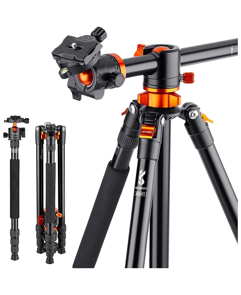 K&F Concept 4-Section Aluminum Tripod Monopod with Center Axle Transverse