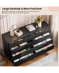 gaomon 8 Drawer Dresser for Bedroom, Fluted Dresser with Large Drawers and Sturdy Legs Support, Dressers & Chests of Drawers for Bedroom