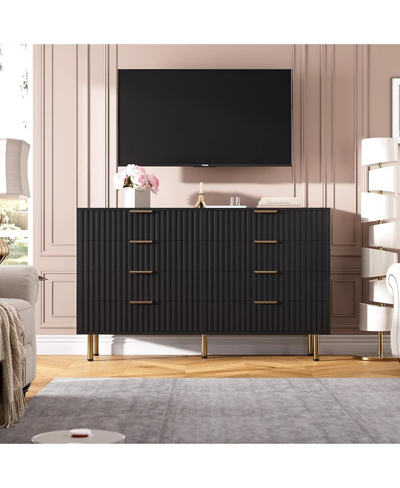 gaomon 8 Drawer Dresser for Bedroom, Fluted Dresser with Large Drawers and Sturdy Legs Support, Dressers & Chests of Drawers for Bedroom
