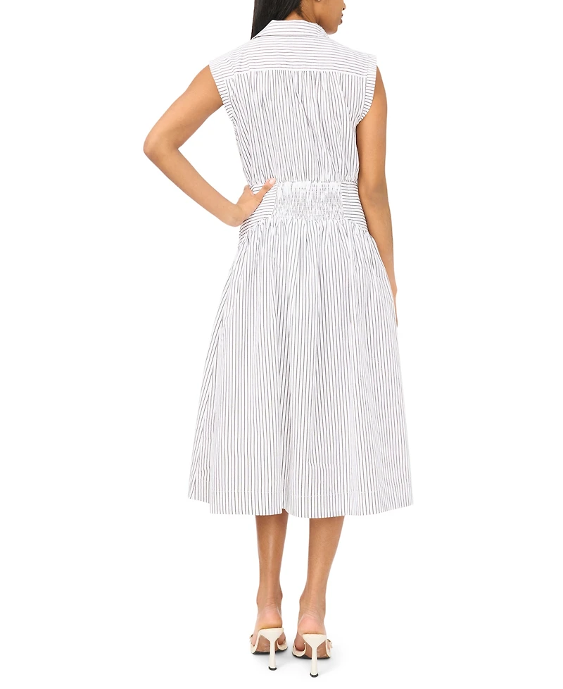 Msk Women's Collared Shirred Button-Down Dress