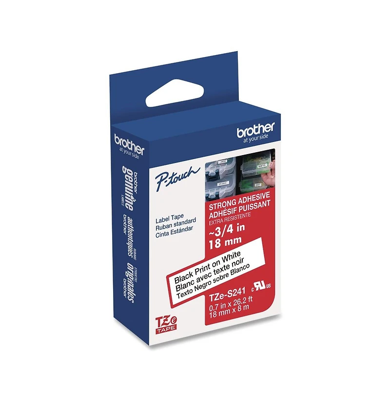 Brother P-Touch TZES241G 0.7 in. x 26.2 ft. TZe Extra-Strength Adhesive Laminated Labeling Tape