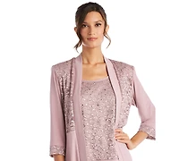 R & M Richards Petite Round Neck Top, Jacket Pants, 3-Piece Set