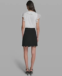 Karl Lagerfeld Paris Petite Rosette V-Neck Ruffle Top