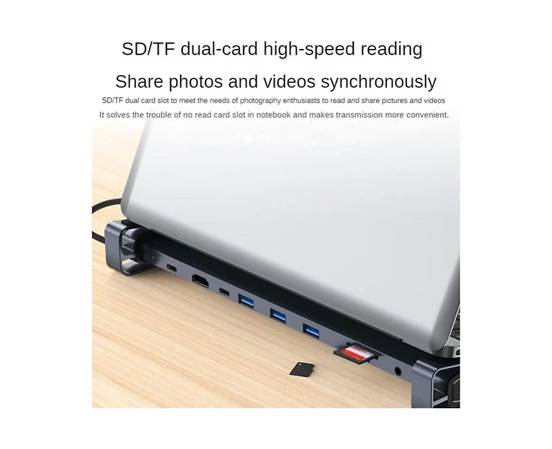 Risokeys 10-in-1 Usb-c Hub with 100W Pd 2.0 Charging & 4K Hdmi Port, Foldable Laptop Stand Docking Station for Office & Home Use