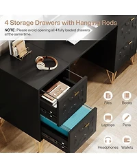 Tribesigns Computer Desk 59", Home Office with 4 File Drawers, Writing Table Elegant