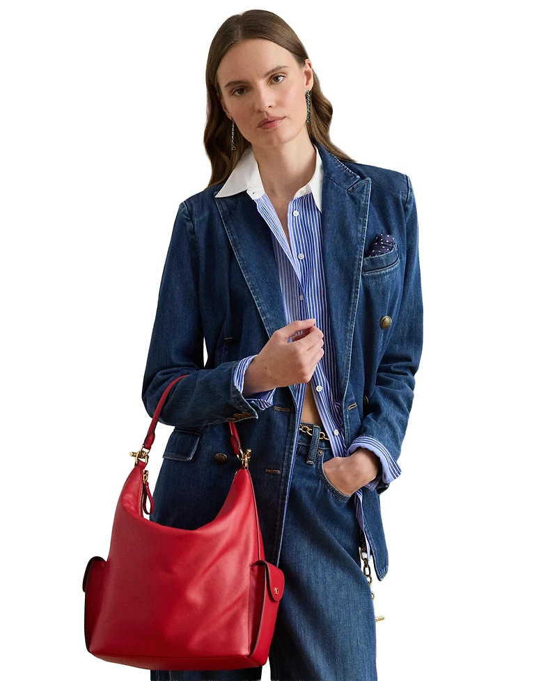 Lauren Ralph Blaike Large Soft Nappa Leather Shoulder Bag