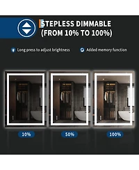 Homfan Led Bathroom Mirror with Front and Backlit Illumination, Dimmable Smart Vanity Mirror with Anti-Fog Feature