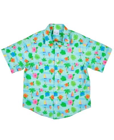 Florence Eiseman Little Boys Printed Linen Look Camp Shirt