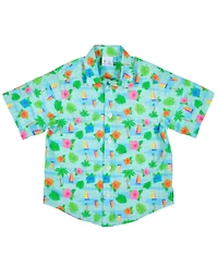 Florence Eiseman Little Boys Printed Linen Look Camp Shirt