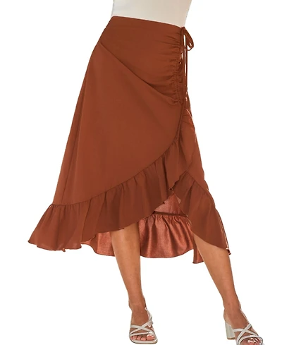 Cupshe Women's Ruffled Tie-Detail Midi Skirt