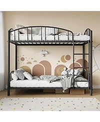 gaomon Metal Bunk Bed Twin Over Twin, Heavy Duty Bunkbeds Frame with Arched Guardrail and Safety Ladder, Sturdy Steel