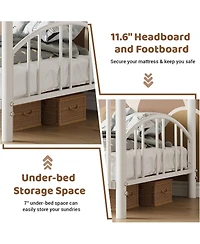 gaomon Metal Bunk Bed Twin Over Twin, Heavy Duty Bunkbeds Frame with Arched Guardrail and Safety Ladder, Sturdy Steel