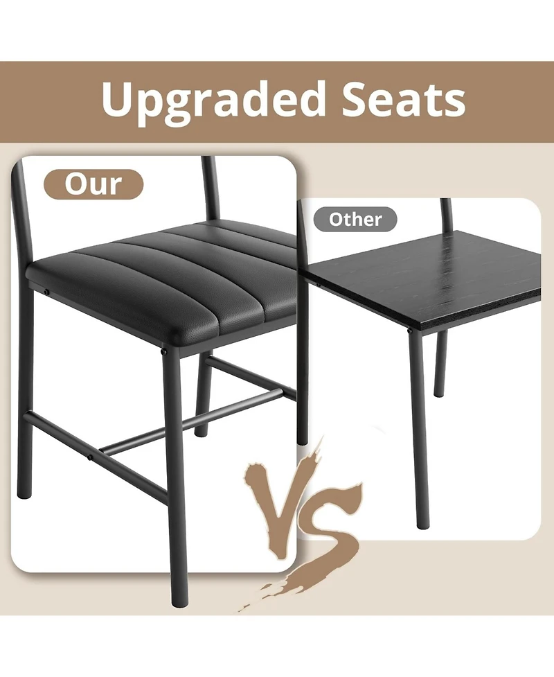 Ironck 27.6" W Dining Table Set for 4, Kitchen Table with Upholstered Bench and 2 Chairs