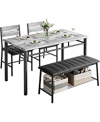Ironck 43.3" W Dining Table Set for 4 with Upholstered Bench and 2 Chairs.