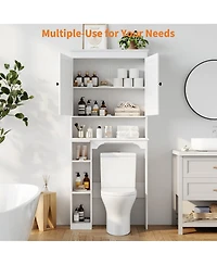 Homfan Over The Toilet Storage Cabinet, Bathroom Organizer, Space-Saving Farmhouse Toilet Shelf with Paper Holder