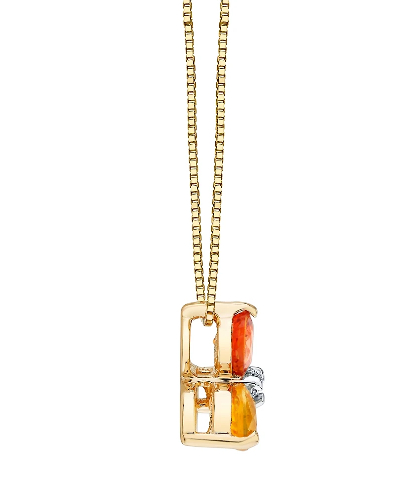 Macy's Green Sapphire (1/3 ct. t.w.), Orange Sapphire (1/3 ct. t.w.) and Yellow Sapphire (1/3 ct. t.w.) Pendant Necklace in 14k Yellow Gold