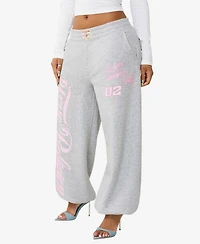 True Religion Women's Big T Crystal Baggy Jogger Pants