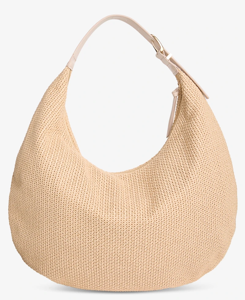 On 34th Joenii Extra-Large Straw Hobo Bag, Macy's Exclusive