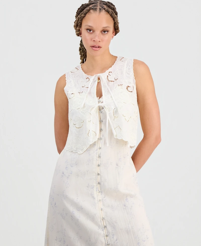 Lucky Brand Juniors' Festival Lacey Fly Away Cotton Top