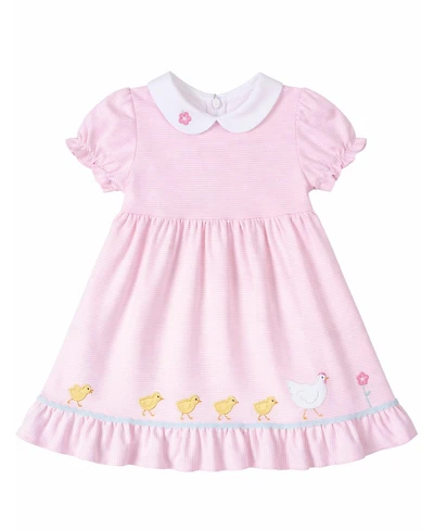 Florence Eiseman Baby Girl Stripe Knit Dress With Flowers, Hen & Chicks