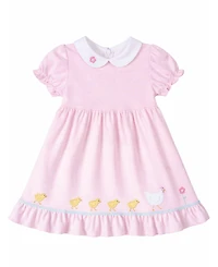 Florence Eiseman Baby Girl Stripe Knit Dress With Flowers, Hen & Chicks