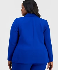 Tahari Asl Plus Peak Lapel One-Button Blazer