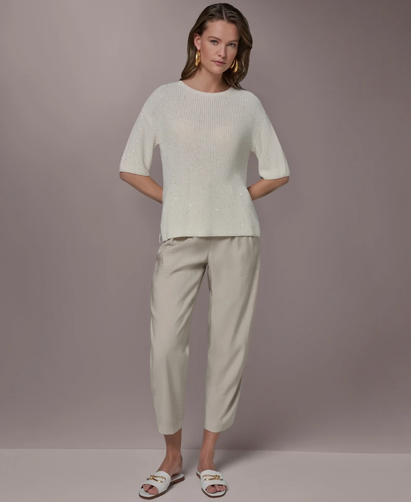 Donna Karan New York Women's Short-Sleeve Oversized Sweater