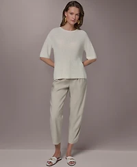 Donna Karan New York Women's Short-Sleeve Oversized Sweater