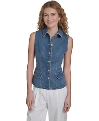 Nautica Jeans Women's Button Front Denim Vest