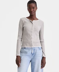 On 34th Women's Contrast-Trim Ribbed Cardigan Top, Macy's Exclusive