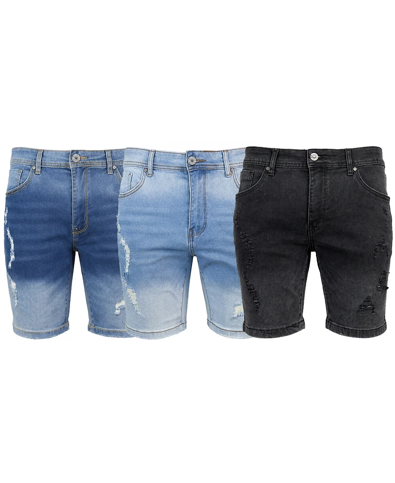 Blu Rock Men's Slim-Fit Jean Shorts, 3-Pack