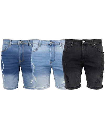 Blu Rock Men's Slim-Fit Jean Shorts, 3-Pack