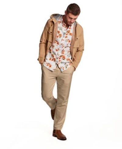Weatherproof Vintage Mens Linen Drawstring Pants Hooded Safari Jacket Short Sleeve Print Linen Cotton Shirt