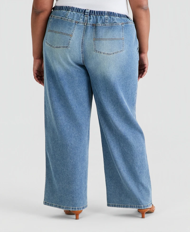 And Now This Trendy Plus Tie-Waist Wide-Leg Jeans, Macy's Exclusive