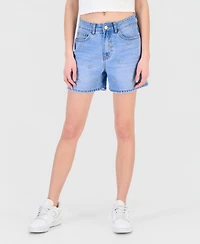 Gogo Jeans Juniors' Embroidered Bows Denim Shorts